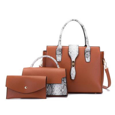 China 2022 Fashion Hot Sale Drop Shipping 3 Pieces PU Leather Tote Hand Bag Purse Charm Women Luxury Handbag Set for sale