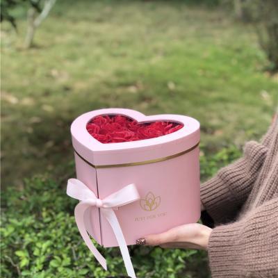 China Creative Recycled Materials Valentine's Day Flower Packaging Box Double Layer Turning Heart-Shaped Gift Box for sale