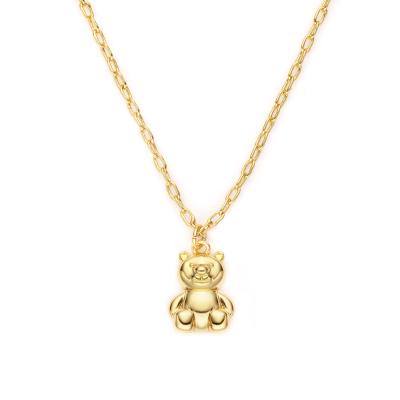 China Lovely Hiphop 18K Gold Bear Pendant Necklace Link Chain Jewelry New For Girls for sale