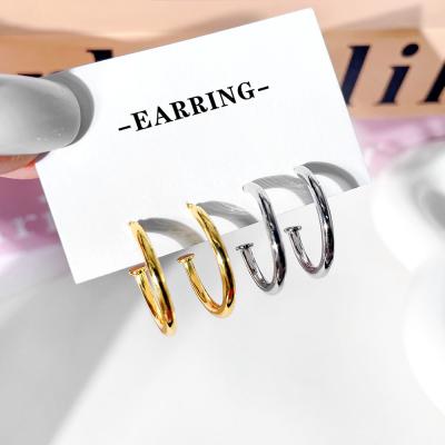 China TRENDY Simple Charm Geometric Round Stud Earrings For Women Girls Anti-Allergy Fashion Jewelry Gifts for sale