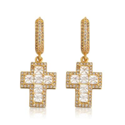 China New 925 Sterling Silver Fashion Female Clavicle Cross Dangle Earrings TRENDY Pendant Gift Jewelry Accessories for sale