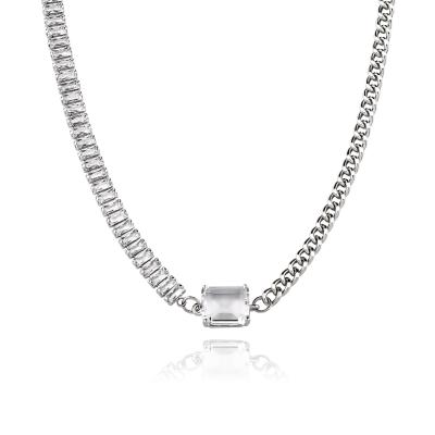 China Hiphop Iced Out Rectangle Zircon Necklace For Men Women CZ Diamond Luxury Jewelry for sale