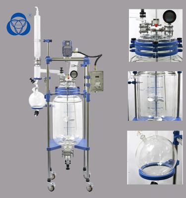 China Reactor de cristal del laboratorio de la autoclave de la capa doble del buque de la reacción con el condensador de la columna en venta