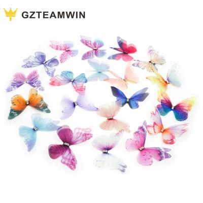 China Viable OEM Custom Design Garment Hat Jacket Accessories 3D Silk Organza Wedding Butterfly Anime Pearl Patches For Apparel for sale