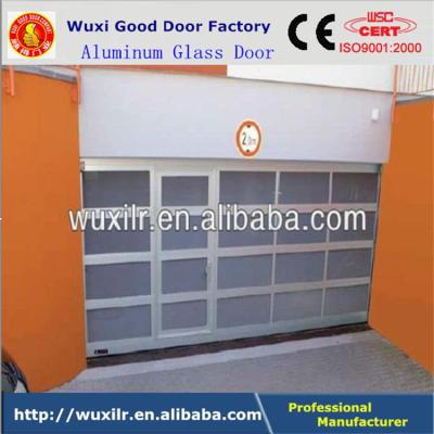 China Automatic Luxury Clear Polycarbonate Aluminum Glass Frame Sectional Garage Door With Small Doors for sale