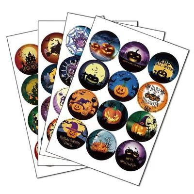 China Waterproof Eco-friendly Adhesive Halloween Cartoon Kiss Cut Sheet Sticker Paper Custom Printing for sale