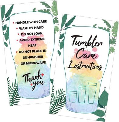 China Wholesale 50pcs Education Tumbler Care Instructions Cards Cup Customer Reminder Card 5*9cm Explanatory Notices for sale