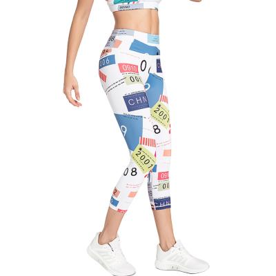 China 2021 Women's Stretch Yoga Pants Tight Waist Breathable Fishing Hip Pants High Waist Printed for sale