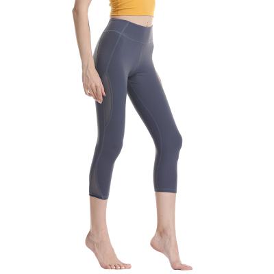 China Samless Breathable Outer Wear High Waist Mesh Butt Lift Fitness Yoga Pants Gaiters Cropped Pants for sale