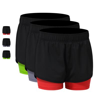 China Wholesale Soft Women's Yoga Running Short Double Layer Fitness Breathable Gaiters Workout Sweat Shorts for sale