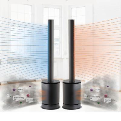 China WiFi Multi Function Portable Electric Straight Standing Tower Fan Heater With Wifi And Long Bladeless Round Timing for sale