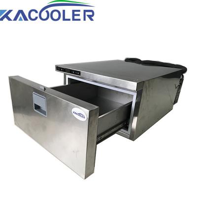 China Kacooler Built-in Fridge Freezer 28 Liter Stainless Steel Solar Power Boat Yacht Cruise Ship Drawer Fridge 12V 24V for sale