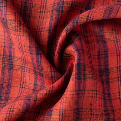 China #8561 Sustainable 100% Pure Linen Fabric, French Eco-Friendly Plaid Linen Fabric, Shirt Linen Check Fabrics for sale