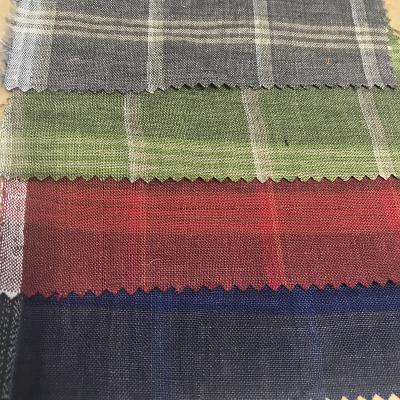 China #8539 viable check high quality yarn dyed french pure linen fabric linen eco friendly wholesale for sale