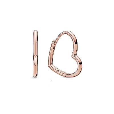 China 1:1 Pan CLASSIC MET 925 Rose Gold Asymmetric Heart Earrings for sale