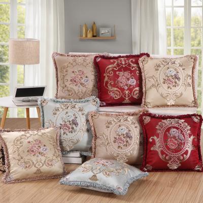 China Yiwu factory hot sale 48x48cm fancy jacquard cushion pillow covers jacquard cushion cover for tassel for sale