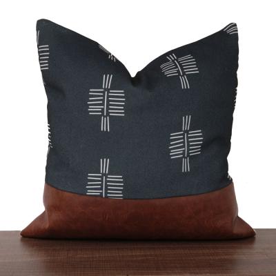 China Wholesale Simple Black Leather Cushion Cover PU Pillow Cover For Home Decorative for sale