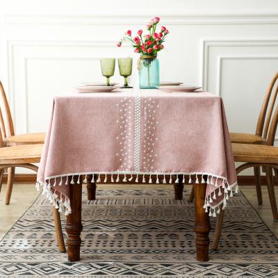 China American style hot sale embroidery tablecloth with cotton fabric indoor and outdoor linen tablecloth for sale