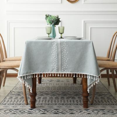 China Embroidery American Gray Tablecloth Pearl Style Linen Tablecloths For Wedding Party for sale