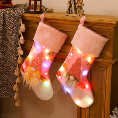 China Chimera Holiday Decorate Pink LED Lights Christmas Stockings for Christmas Decorations for sale