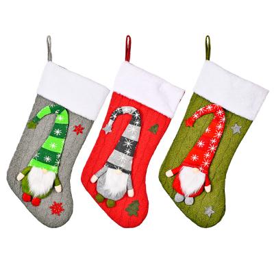 China Chimera Holiday Decorate New Christmas Decoration Rudolph Christmas Knitted Stocking For Mall Decoration for sale