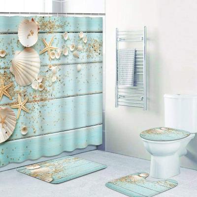 China Sustainable High Quality Easy To Install Bathroom Shower Curtain Sets With Covers for sale