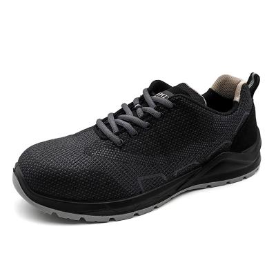 China Black Steel Toe Work Shoes Fly Knit / Anti Smashing Safety Shoes for sale