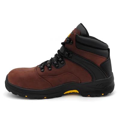 China Brown Crazy Horse Leather Shoes Industrial Protective Safety Boots S3 for sale