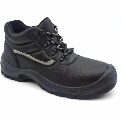 China PU Industrial Safety Shoes Black Leather Work Boots For Men for sale