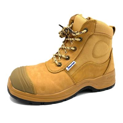 China Botas de trabalho de segurança amarelo botas industriais de couro nubuck botas com dedo de aço à venda