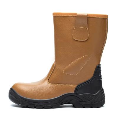 China Genuine Leather Security Work Boots Yellow Oil And Water Resistant Work Boots for sale