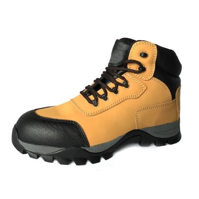 China Nubuck Leather Security Work Boots Non Slip Rubber Sole Shoes Yellow for sale