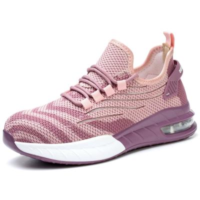 China Pink Office Steel Toe Shoes Slip Resistant Sport Shoes For Women for sale