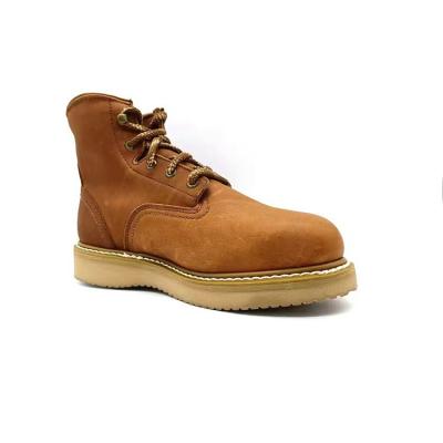 China Mens Flat Sole Work Boots High Top Round Toe Steel Toe Boots Vintage British Style for sale