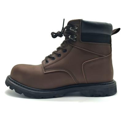 China Braune echte Leder Martin Stiefel Mitteltopf Goodyear Welt Stiefel Casual zu verkaufen