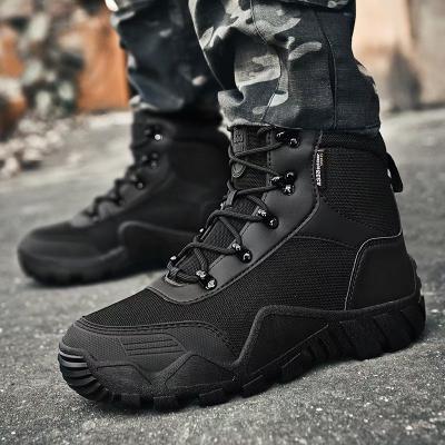 China Mid Top Camo Tactical Boots Breathable Sweat Absorbing Large Size Combat Shoes for sale