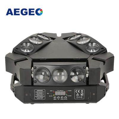 China Hotel 9x3w RGB mini led moving spider beam stage light for night disco ktv dj party for sale