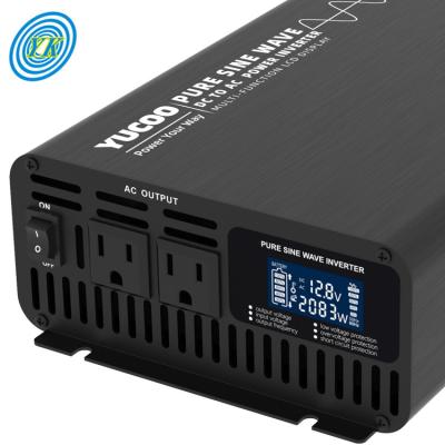 China 12Vdc 24vdc 48Vdc Aluminum LCD Display Pure Sine Wave To AC220v Car Power Inverter 2000w for sale