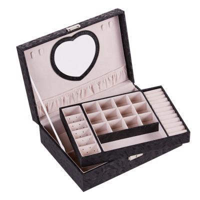 China Wholesale Fashionable Necklace Organizer Display Lock Pu Leather Jewelry Boxes Earring Necklace Bracelet Storage Jewelry Box Large for sale