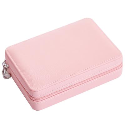 China Wholesale Luxury Handmade High Quality Luxury Leather Jewelry Gift Box PU Packaging Travel Ring Necklace Jewelry Box Organizer Small Velvet Small for sale