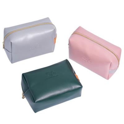 China Large Capacity Brush Women Make Up Eco Kids Zipper Pouch Custom Logo Black Pu Leather Green Cosmetic Bag for sale