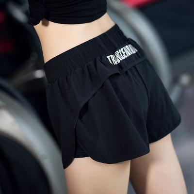 China Factory wholesale breathable 2021 hot sexy women belly check butt crack! crack! double layer sports shorts for sale