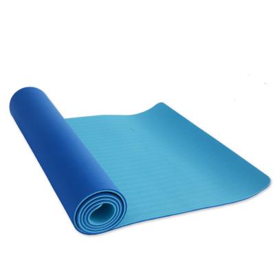 China Non-slip Blue Yoga Mat Two Layer Non-Slip Mat Factory Yoga Tape 6 Millimeter Yoga Mat With Carrying Strap for sale