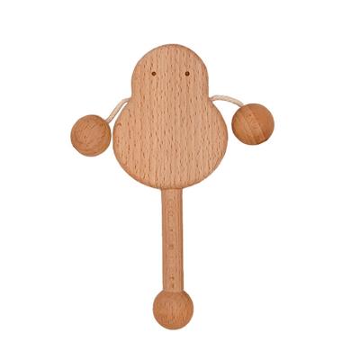 China Wholesale Eco-Friendly Natural Beech Wood Animals Shaped Teether Baby Teether Toys Wooden Animal Rattle Baby Teethers for sale