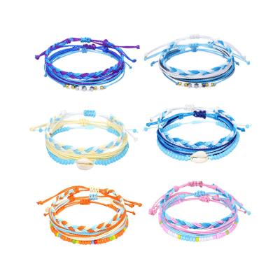 China BOHEMIA Fashion Bracelet BOHEMIA Fashion Handwoven INS Wind Shell Wax Shell Line Set of Three for sale