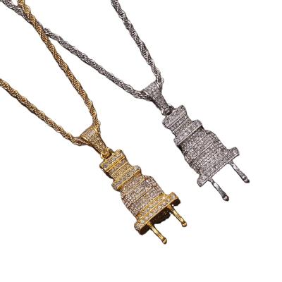 China Hiphop Hongyu Alloy Crystal Jewelry Hip Hop Jewelry Pendant Necklace Iced Out Men's Gift N602 for sale