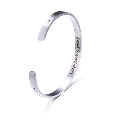 China Simple Stainless Steel Open Bangle Vintage Jewelry Bangle Silver Plated Bangle for sale