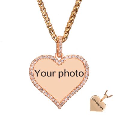 China Hiphop Heart Memory Lockets Custom Photo Necklace Pendant Chain For Women Men Hip Hop Jewelry Personality Name Engraved Custom for sale