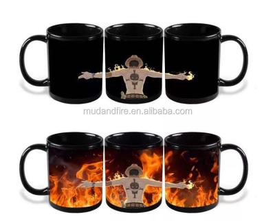 China Customized Viable Viable Heat Magic Color Changing Ceramic Mug Luffy Coffee Mug for sale