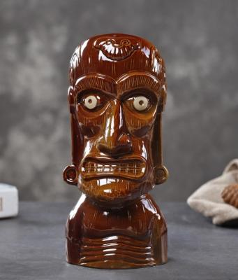 China Sustainable Sustainable High Quality Relief 3D Embossed Customized Ceramic Tiki Glass for sale